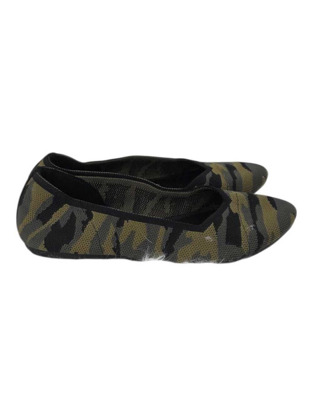 Torrid 8 Ww Extra Wide Camouflage Pointed Toe Woven Flats - Olive Camo